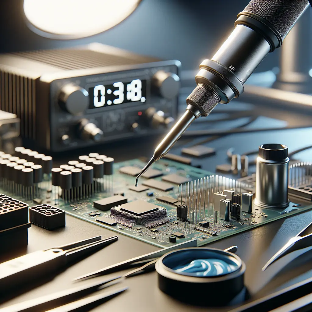 Técnico reparando placa electrónica en Cantabria con equipamiento profesional