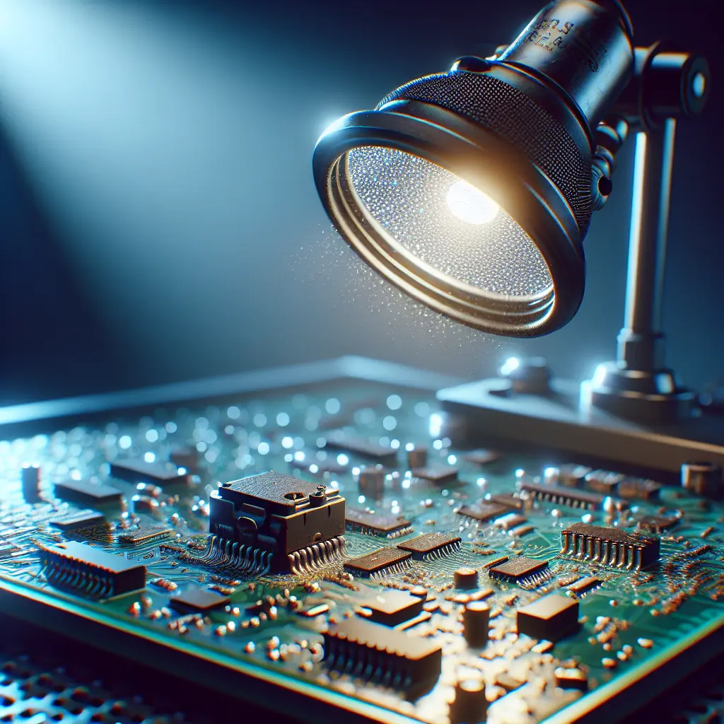 Técnico reparando placa electrónica en Castellón con equipamiento profesional